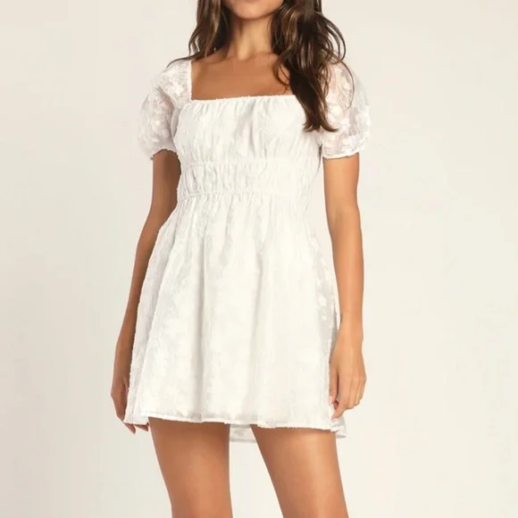 Lulus | Dresses | White Lulus Babydoll Dress Size M | Poshmark